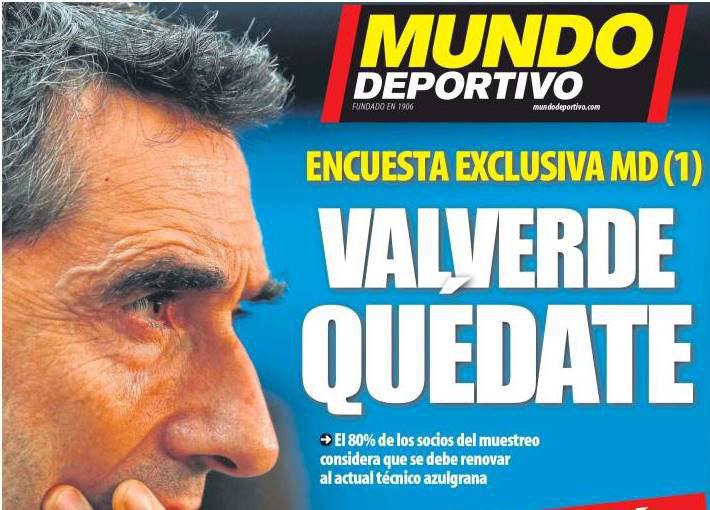 هشتاد درصد هواداران بارسا خواهان تمدید با والورده