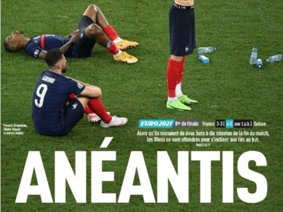 تیتر یک اکیپ پس از حذف فرانسه؛ محو شده ها!