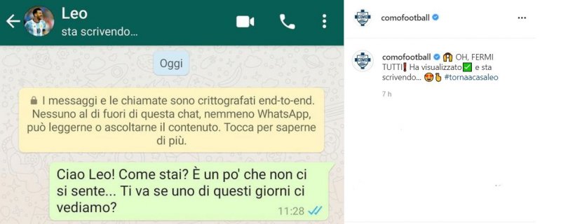 پیام باشگاه کومو به مسی؛ به خانه برگرد لئو!