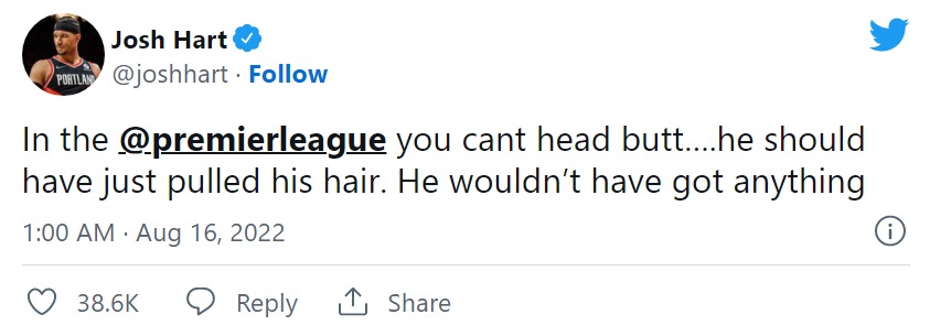 جاش هارت، ستاره بسکتبال NBA:/ نونیز نباید کله می‌زد، باید موی حریف را می‌کشید! 6