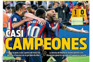 روزنامه‌های اسپانیا: بارسلونا تقریبا قهرمان است