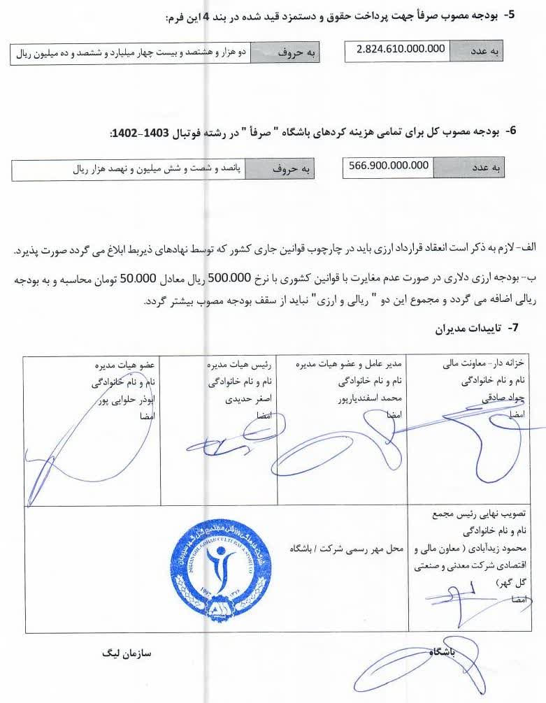 اعلام بودجه گل‌گهر برای لیگ بیست و سوم (عکس) 2