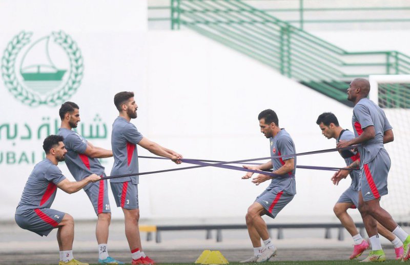تمرین تاکتیکی پرسپولیس در ورزشگاه پلیس دبی