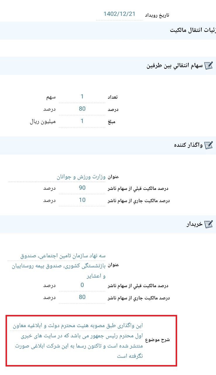 عکس | اطلاعیه عجیب در مورد واگذاری پرسپولیس 2