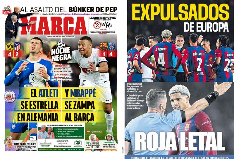 واکنش رسانه‌های به حذف بارسلونا / امباپه بارسلونا را قورت داد! (عکس)