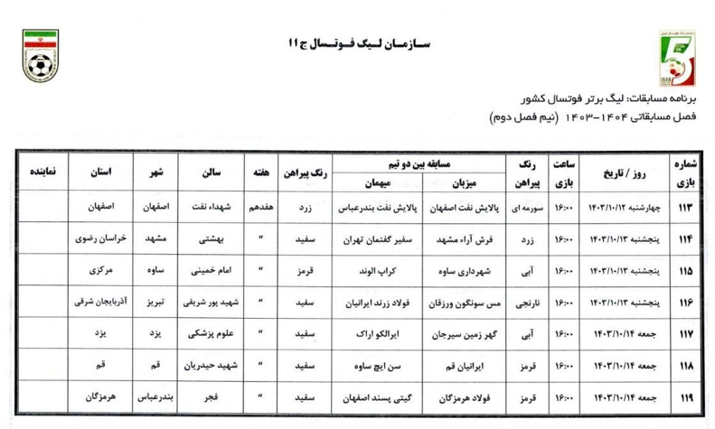 فشردگی به تمام عیار، 10 اسفند پایان ماه عسل!/ تقویم کلی نیم فصل دوم لیگ برتر فوتسال مشخص شد 4