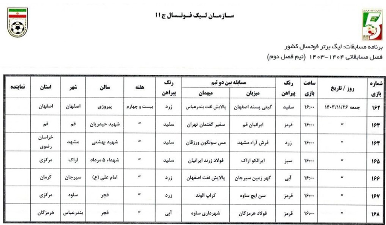 فشردگی به تمام عیار، 10 اسفند پایان ماه عسل!/ تقویم کلی نیم فصل دوم لیگ برتر فوتسال مشخص شد 11