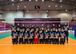 دختران والیبال ایران به یاد صابر کاظمی (عکس)