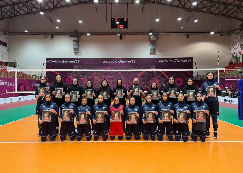 دختران والیبال ایران به یاد صابر کاظمی (عکس)