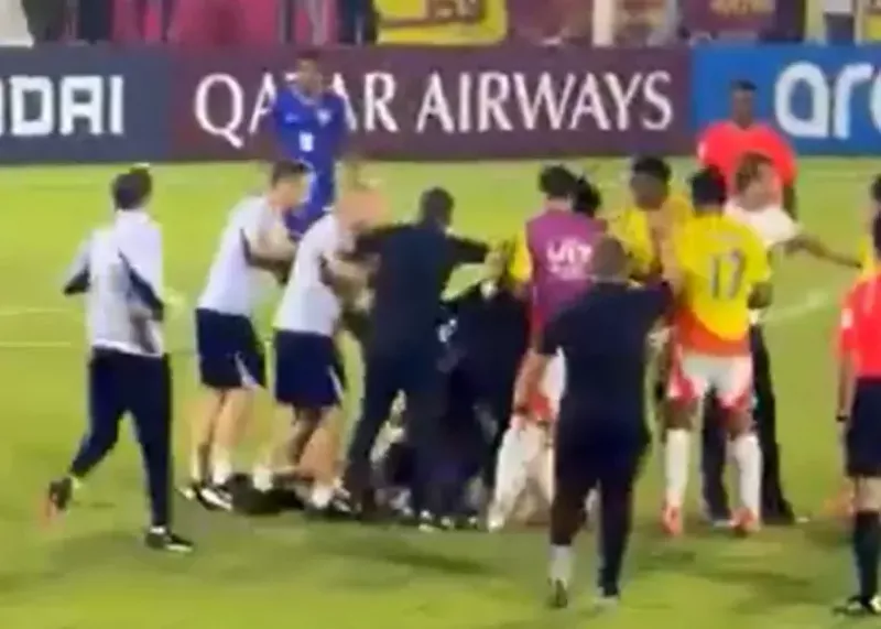 بزن بزن شدید در پایان بازی فرانسه-کلمبیا