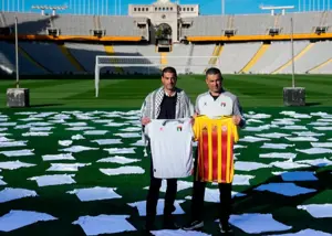 روز تاریخی تیم ملی فلسطین در بارسلونا