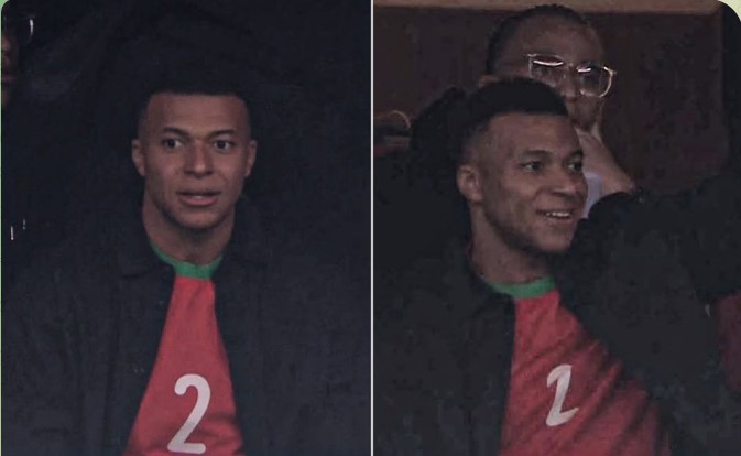 امباپه با پیراهن تیم ملی مراکش در ورزشگاه