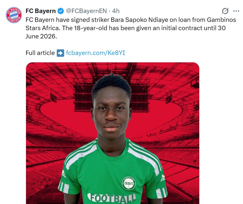 استعداد ۱۸ ساله گامبیایی در راه آلیانز آرنا