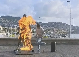 دستگیری مردی که مجمسه رونالدو را آتش زد