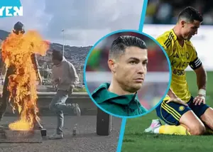 رقص و پایکوبی در حین آتش‌ زدن رونالدوی برنزی! 