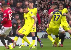 اخراج! تکل وحشتناک رومرو روی کاسمیرو (عکس)