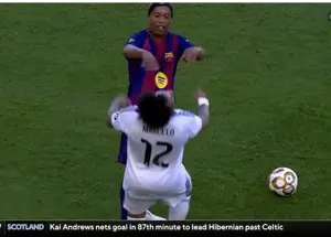 درگیری مارسلو و رونالدینیو در دیدار اسطوره‌ها