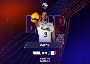 20 امتیاز، رکورد پوریا مقابل فرانسه